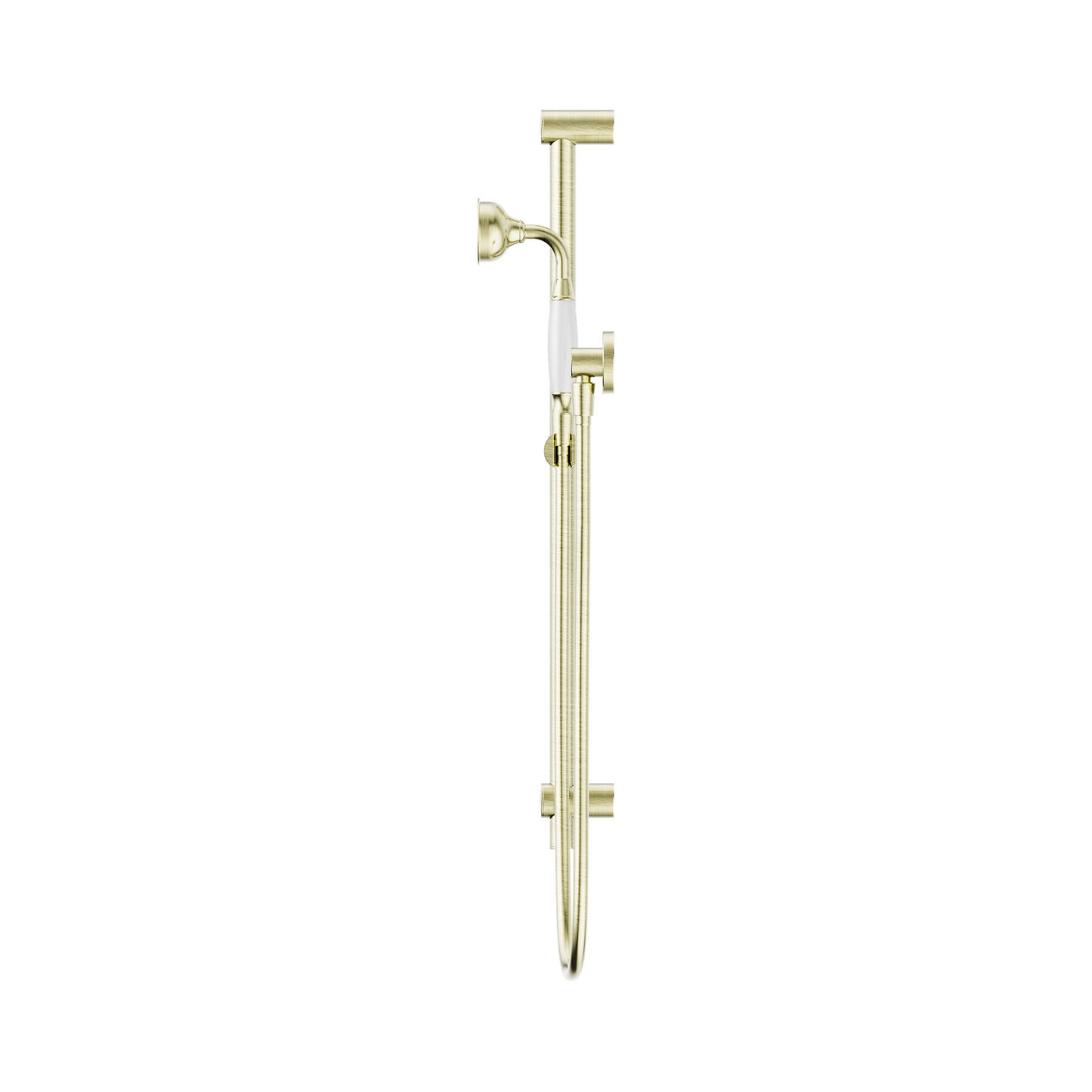 York Shower Rail With White Porcelain Hand Shower Aged Brass