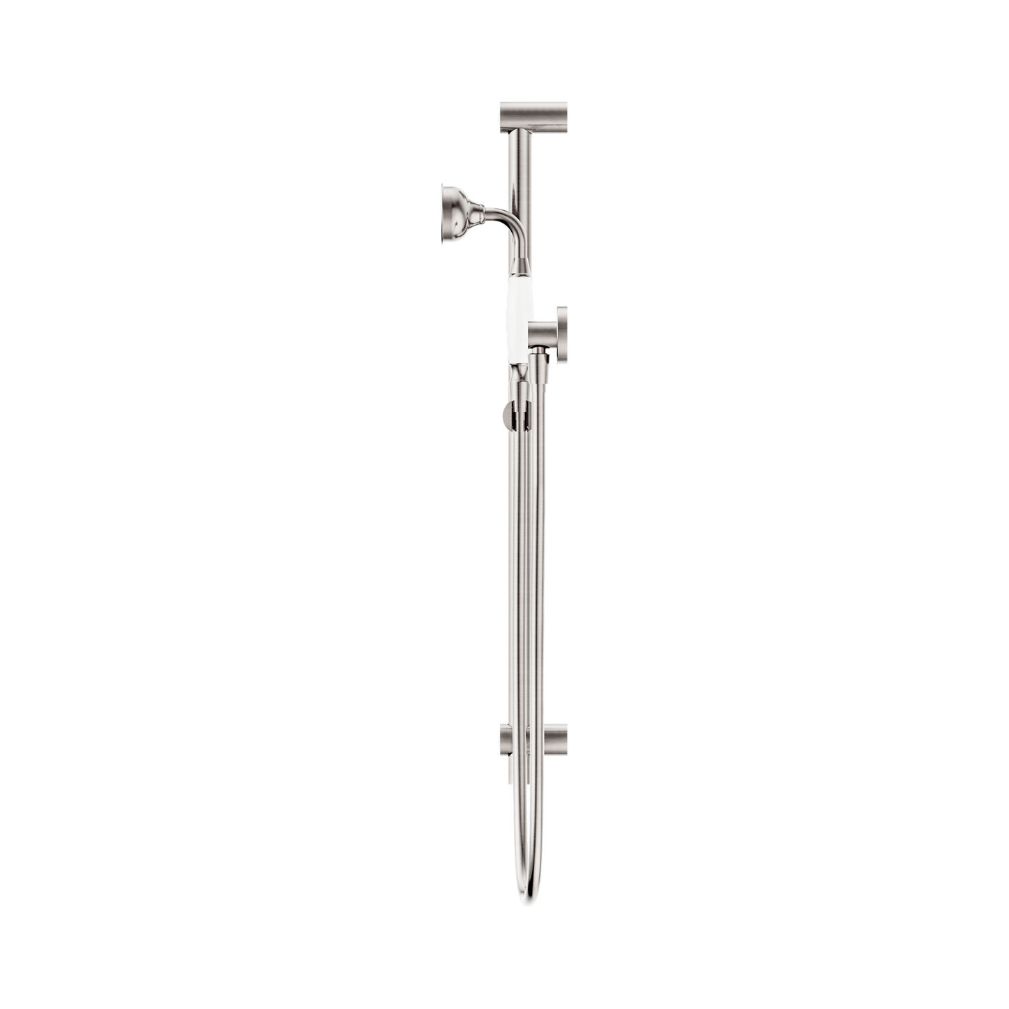 York Shower Rail With White Porcelain Hand Shower Brushed Nickel