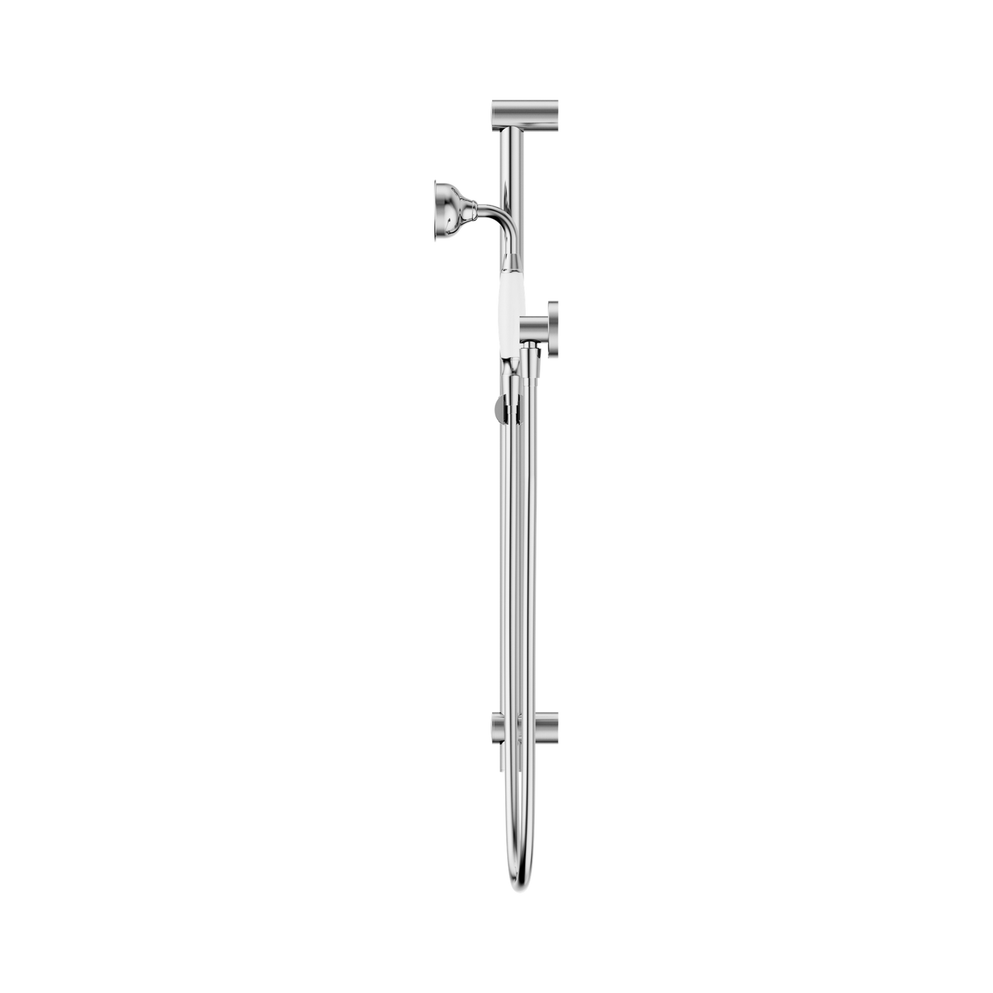 York Shower Rail With White Porcelain Hand Shower Chrome