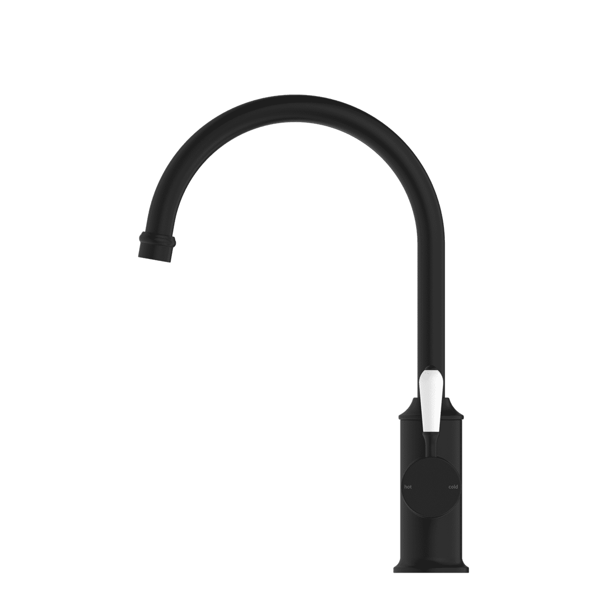 York Kitchen Mixer Gooseneck Spout With White Porcelain Lever - Reno Spares