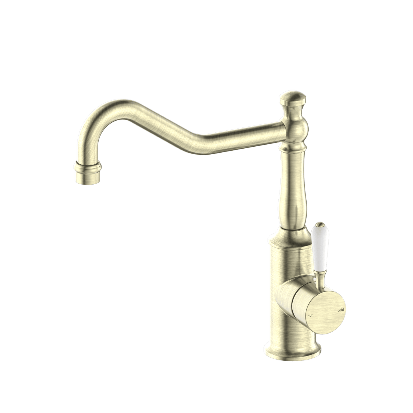 York Kitchen Mixer Hook Spout With White Porcelain Lever - Reno Spares