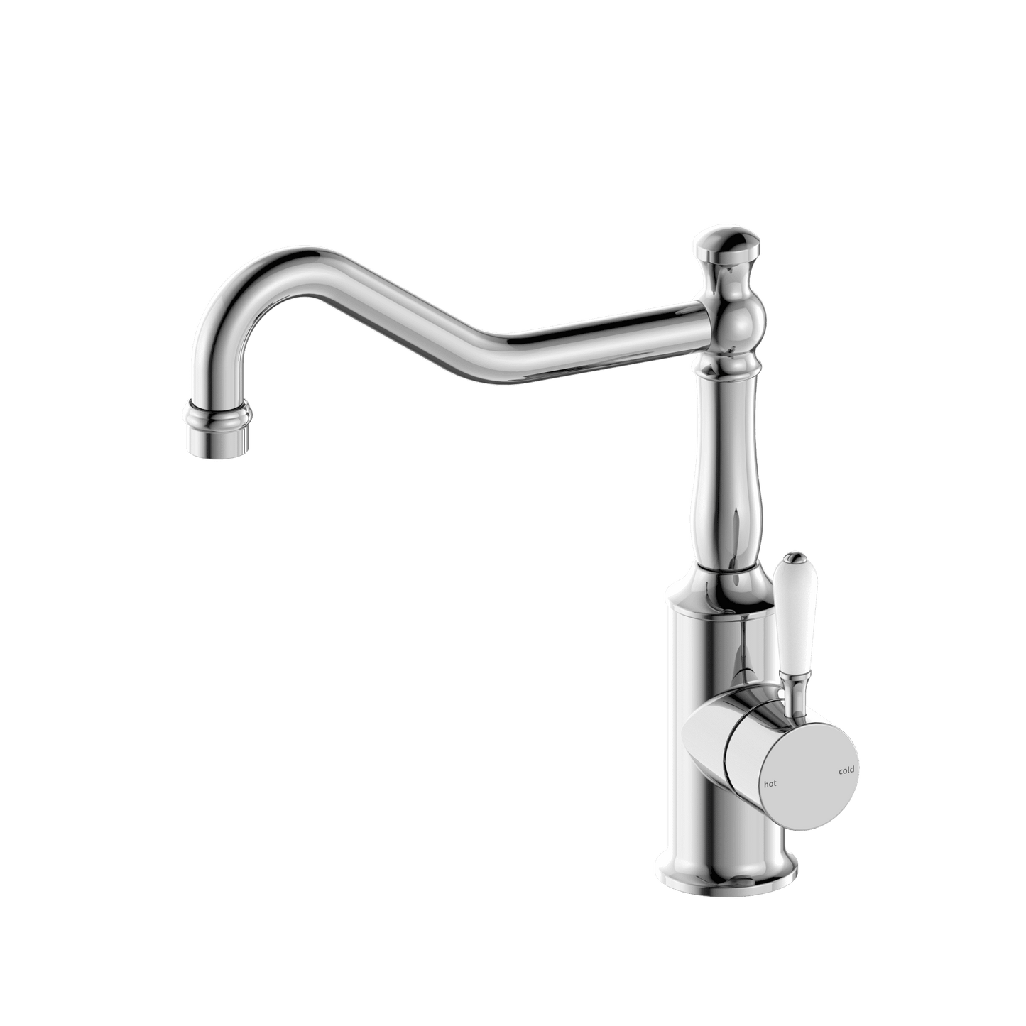 York Kitchen Mixer Hook Spout With White Porcelain Lever - Reno Spares