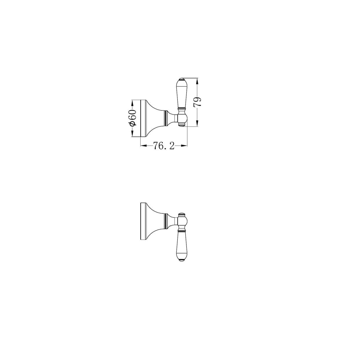 York Wall Top Assemblies With White Porcelain Lever - Reno Spares