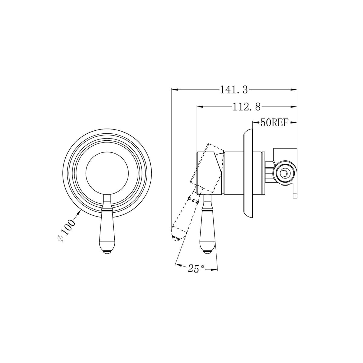 York Shower Mixer With White Porcelain Lever - Reno Spares
