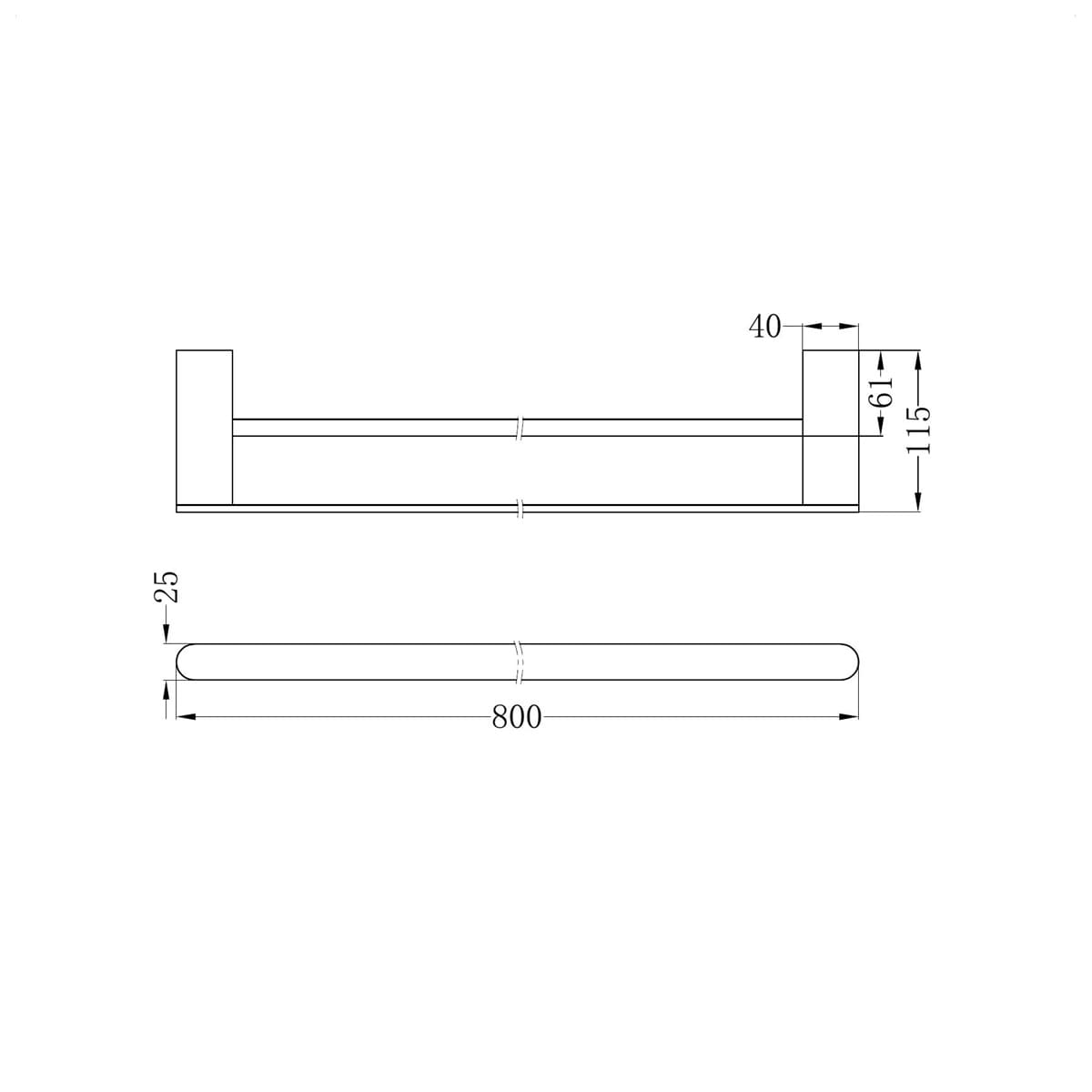 Bianca Double Towel Rail 800MM - Reno Spares