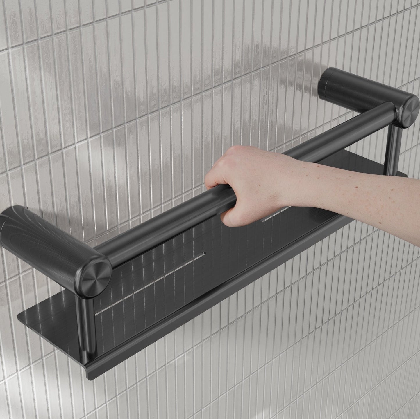 Nero Mecca Care 25mm Grab Rail With Shelf 450mm Gun Metal