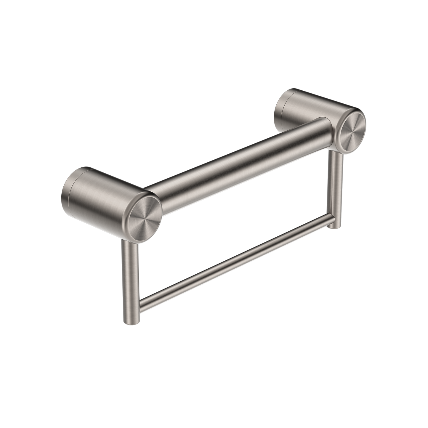 Nero Mecca Care 32mm Grab Rail With Towel Holder 300mm Brushed Nickel