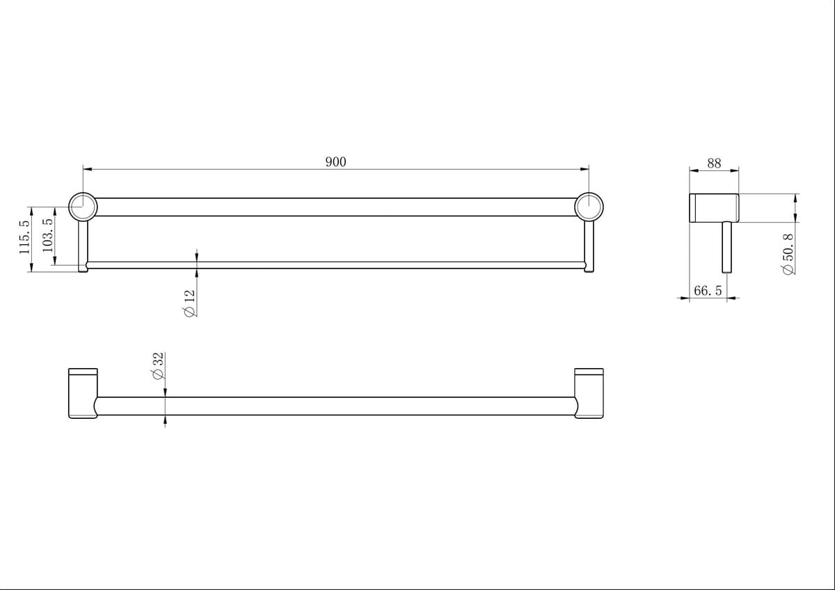 Mecca Care 32MM Grab Rail With Towel Holder 900MM - Reno Spares