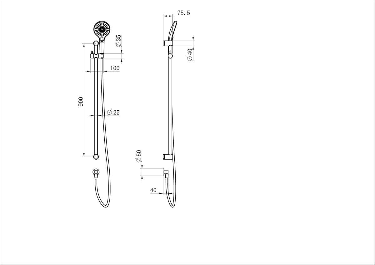Mecca Care 25MM Grab Rail And Adjustable Shower Rail Set 900MM - Reno Spares
