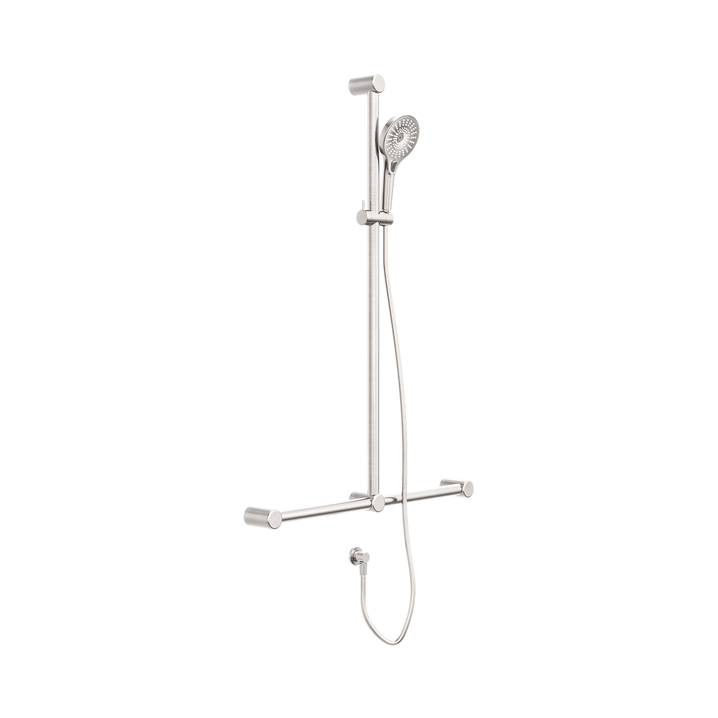 Mecca Care 32mm T Bar Grab Rail And Adjustable Shower Set 1100X750mm Brushed Nickel