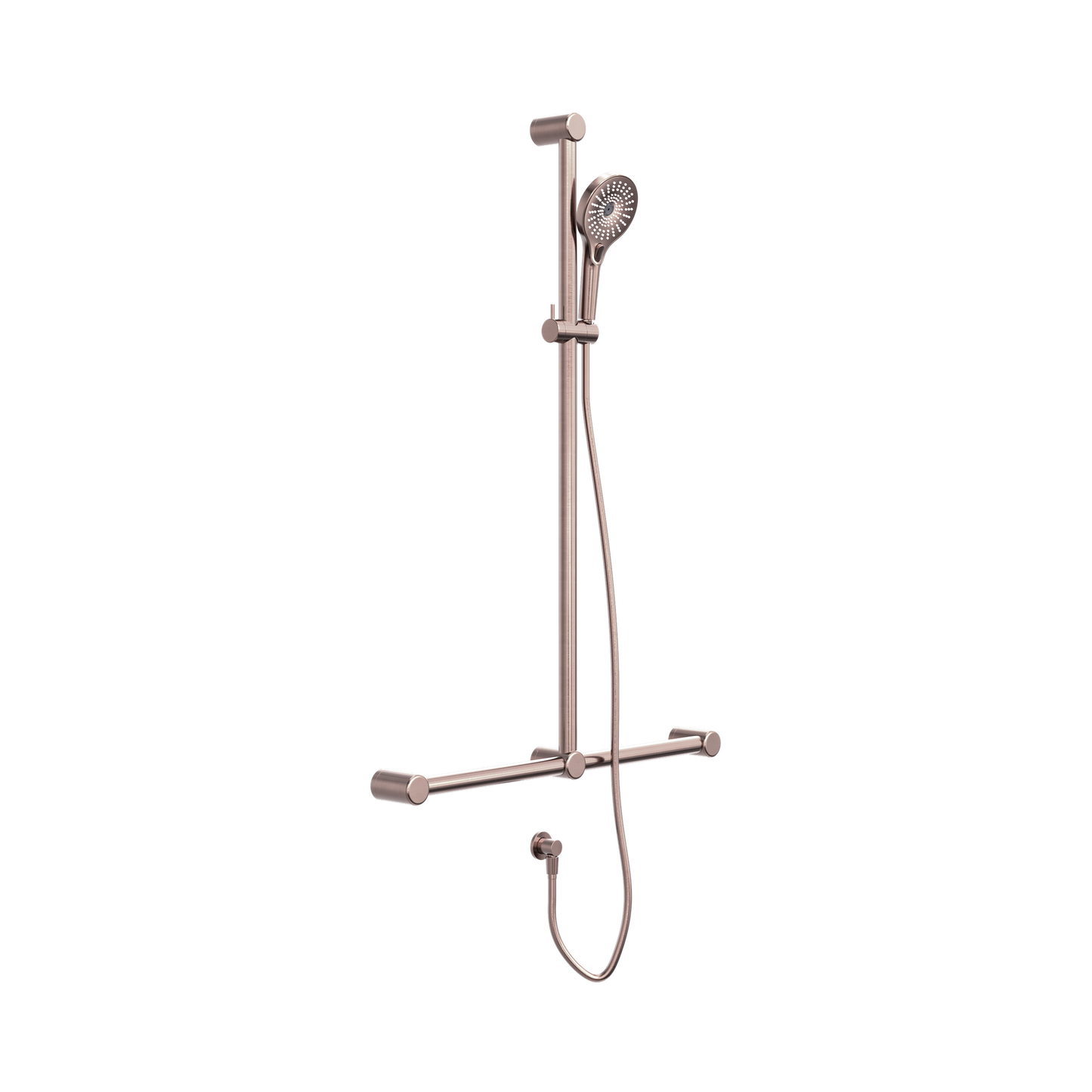Mecca Care 32mm T Bar Grab Rail And Adjustable Shower Set 1100X750mm Brushed Bronze