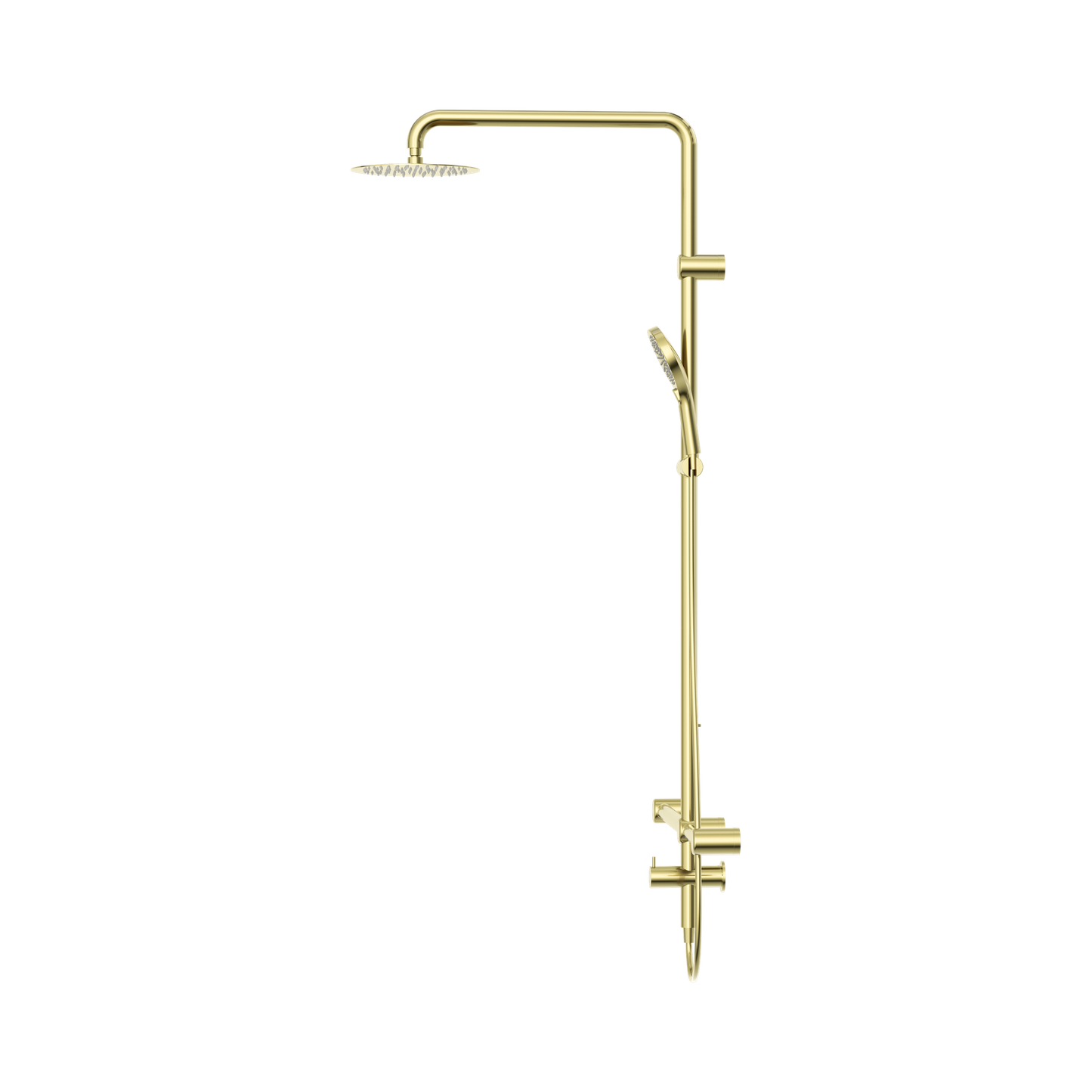 Mecca Care 32mm T Bar Grab Rail 1100x750mm Twin Shower Set Brushed Gold