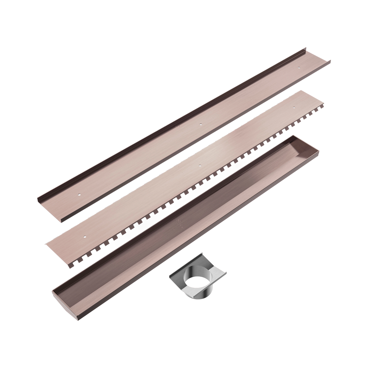 Tile Insert V Channel 900x106mm Floor Grate 90mm Outlet Brushed Bronze