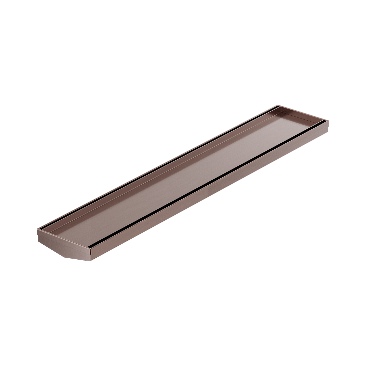 Tile Insert V Channel 600mm Floor Grate 80mm/89mm Outlet Without Outlet And Hole Saw Brushed Bronze