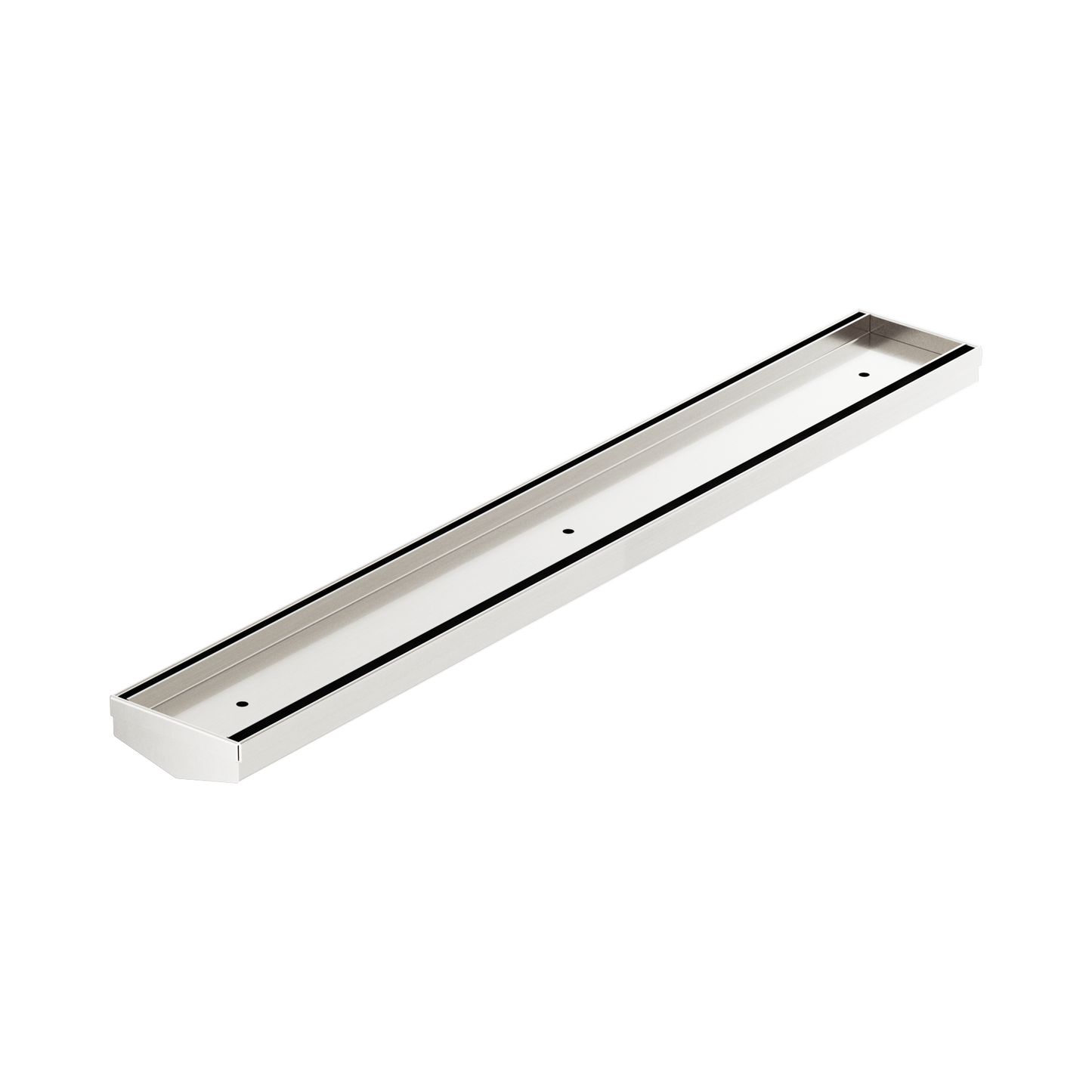 Tile Insert V Channel 600mm Floor Grate 50mm Outlet Without Outlet And Hole Saw Brushed Nickel