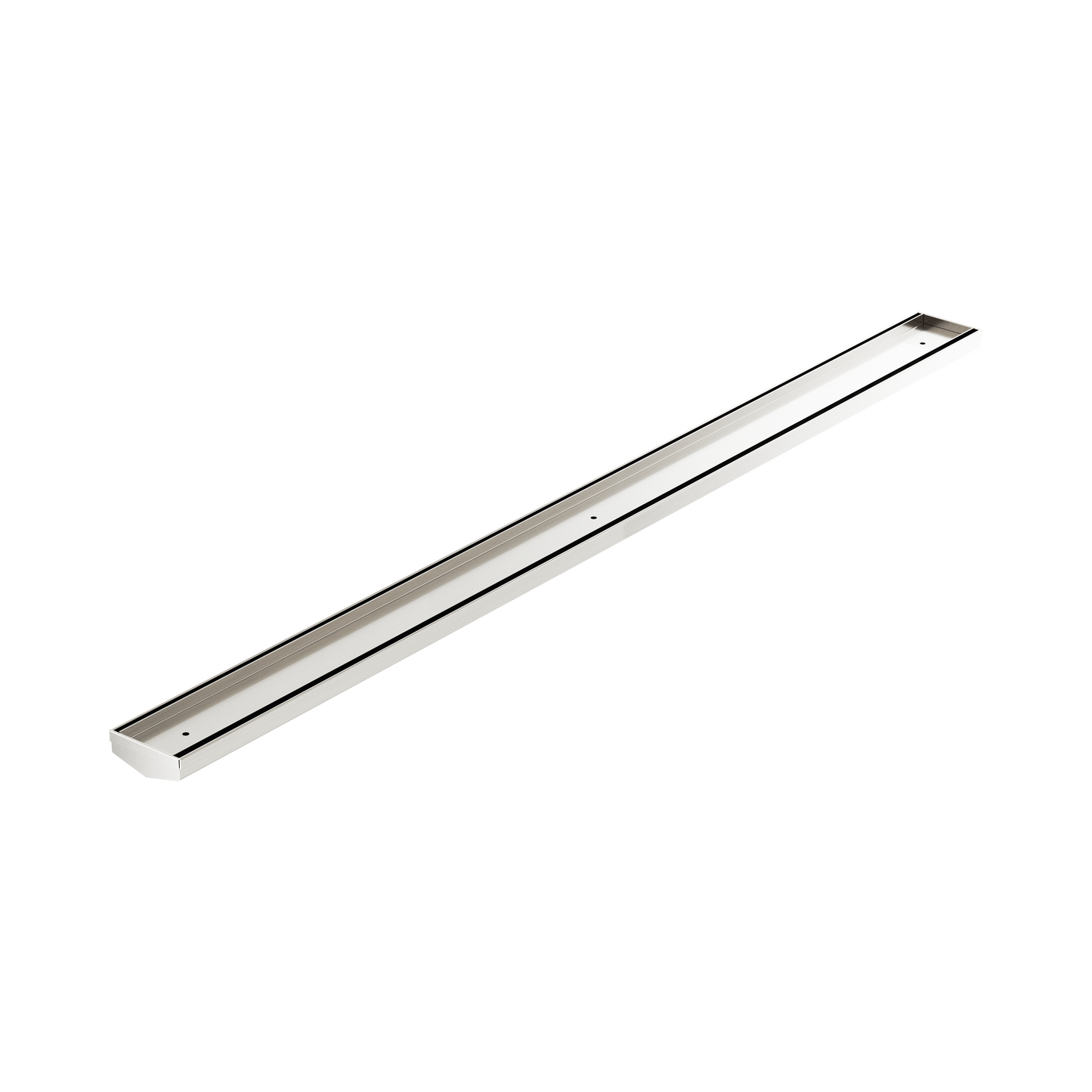 Tile Insert V Channel 1200mm Floor Grate 50mm Outlet Without Outlet And Hole Saw Brushed Nickel