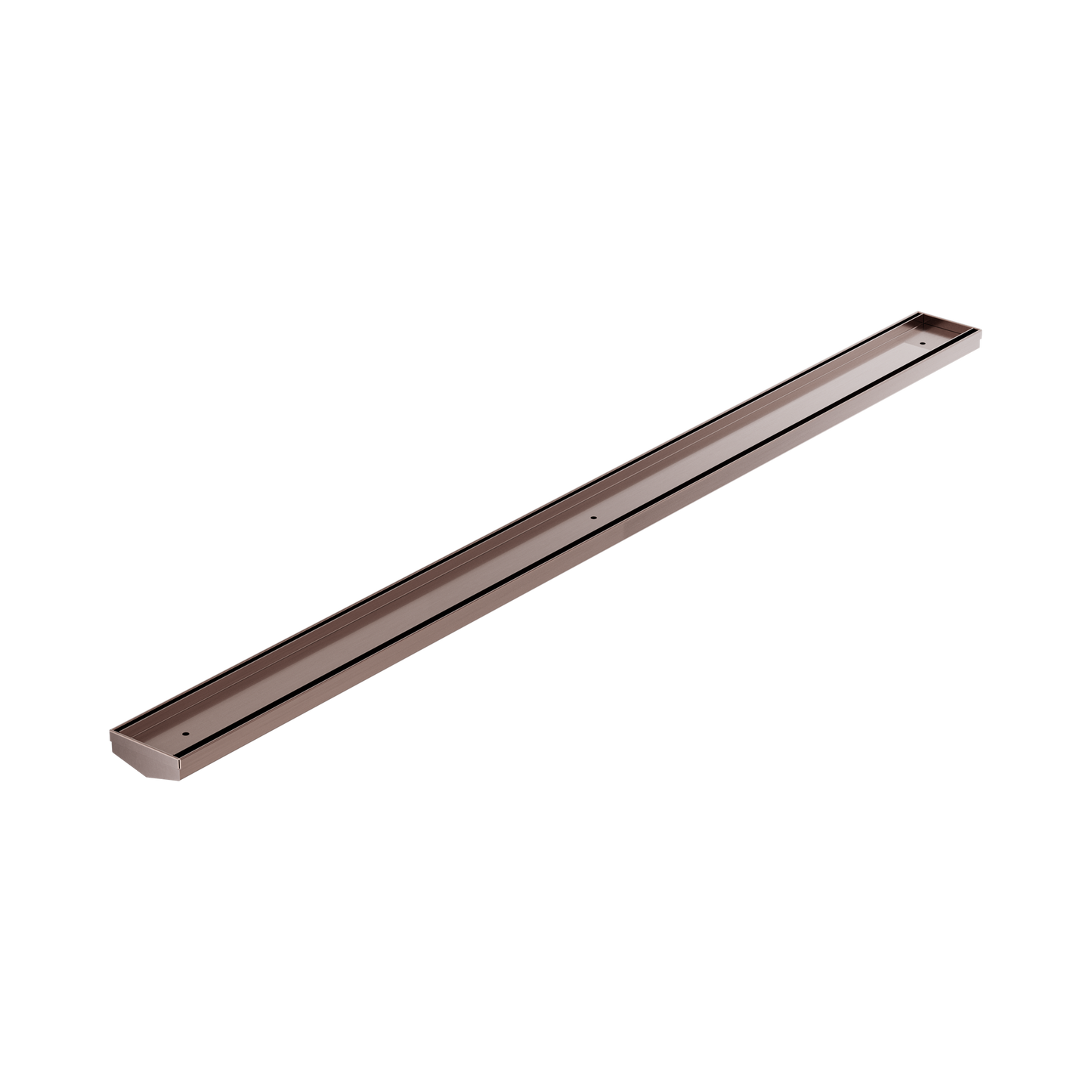 Tile Insert V Channel 1200mm Floor Grate 50mm Outlet Without Outlet And Hole Saw Brushed Bronze