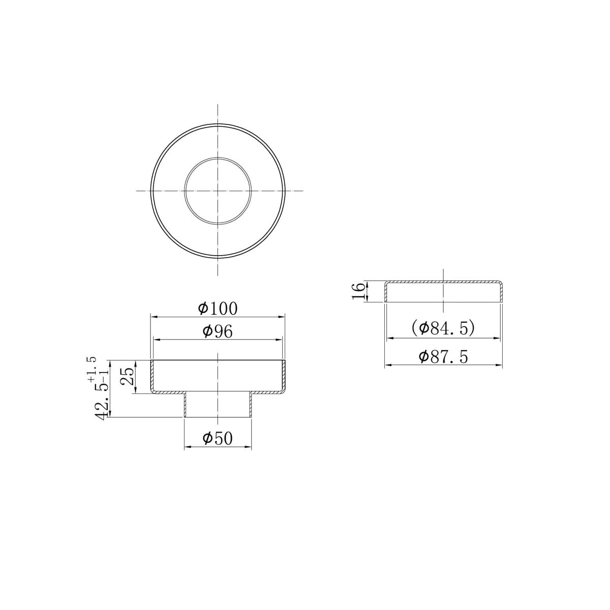 100MM Round Tile Insert Floor Waste 50MM Outlet - Reno Spares