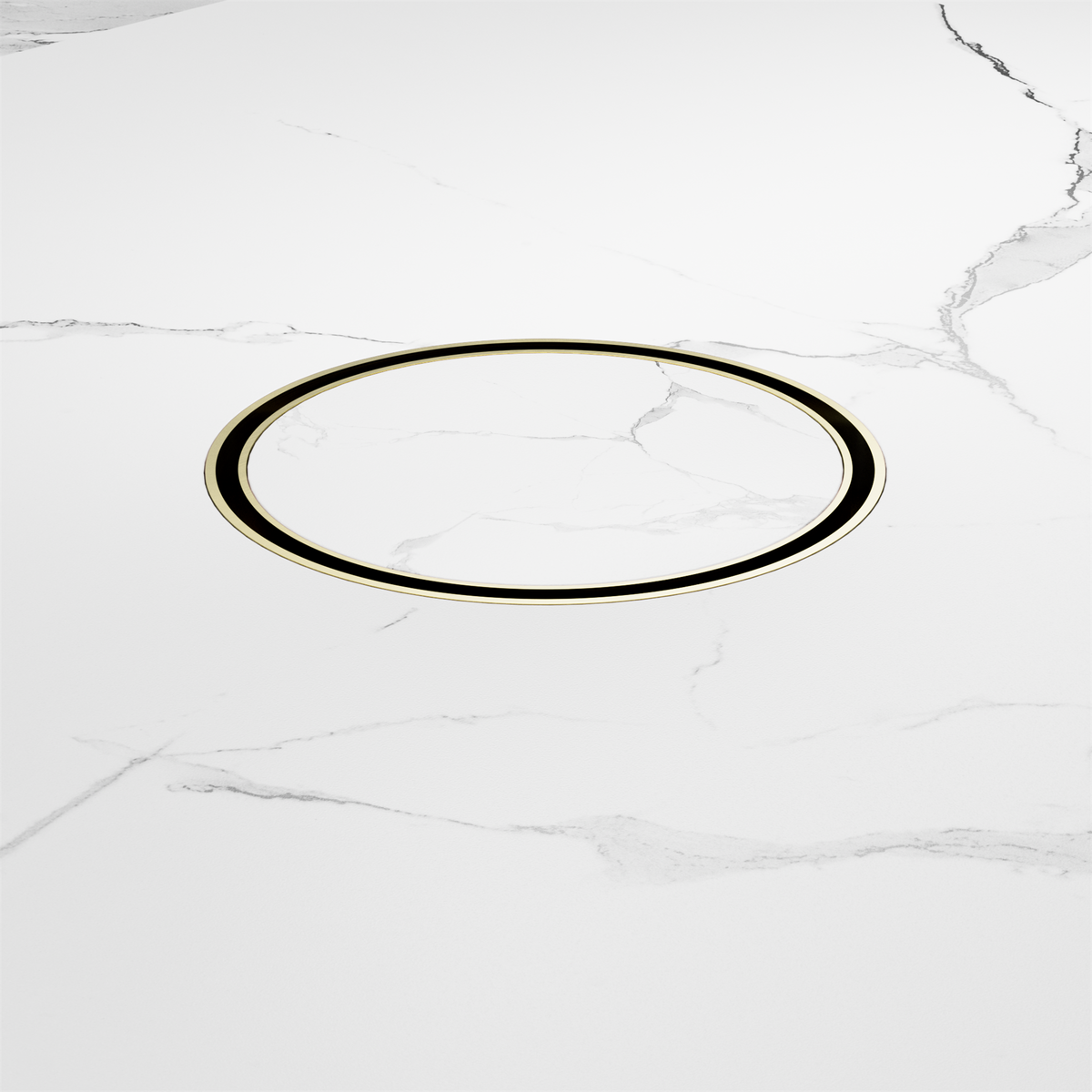 130mm Round Tile Insert Floor Waste 100mm Outlet Brushed Gold
