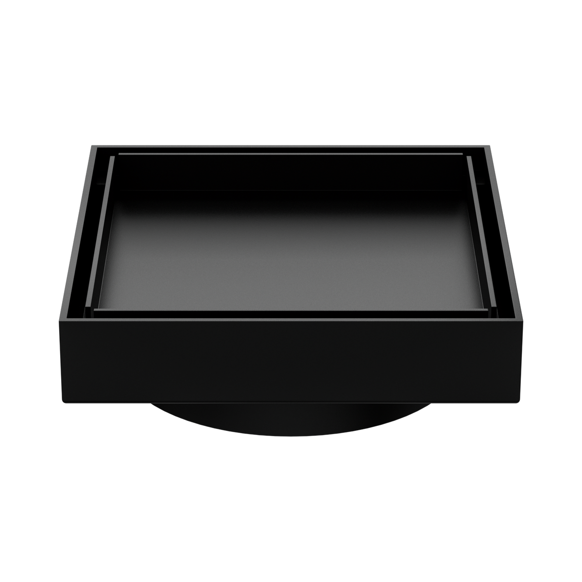 100mm Square Tile Insert Floor Waste 80mm Outlet Matte Black
