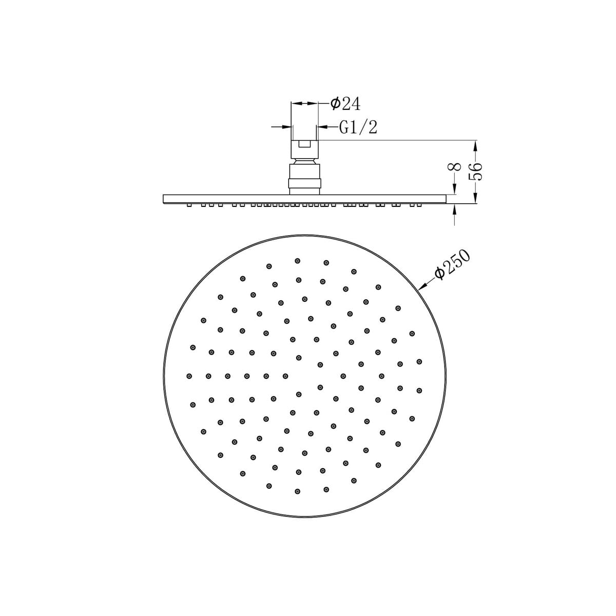250MM Round Shower Head - Reno Spares