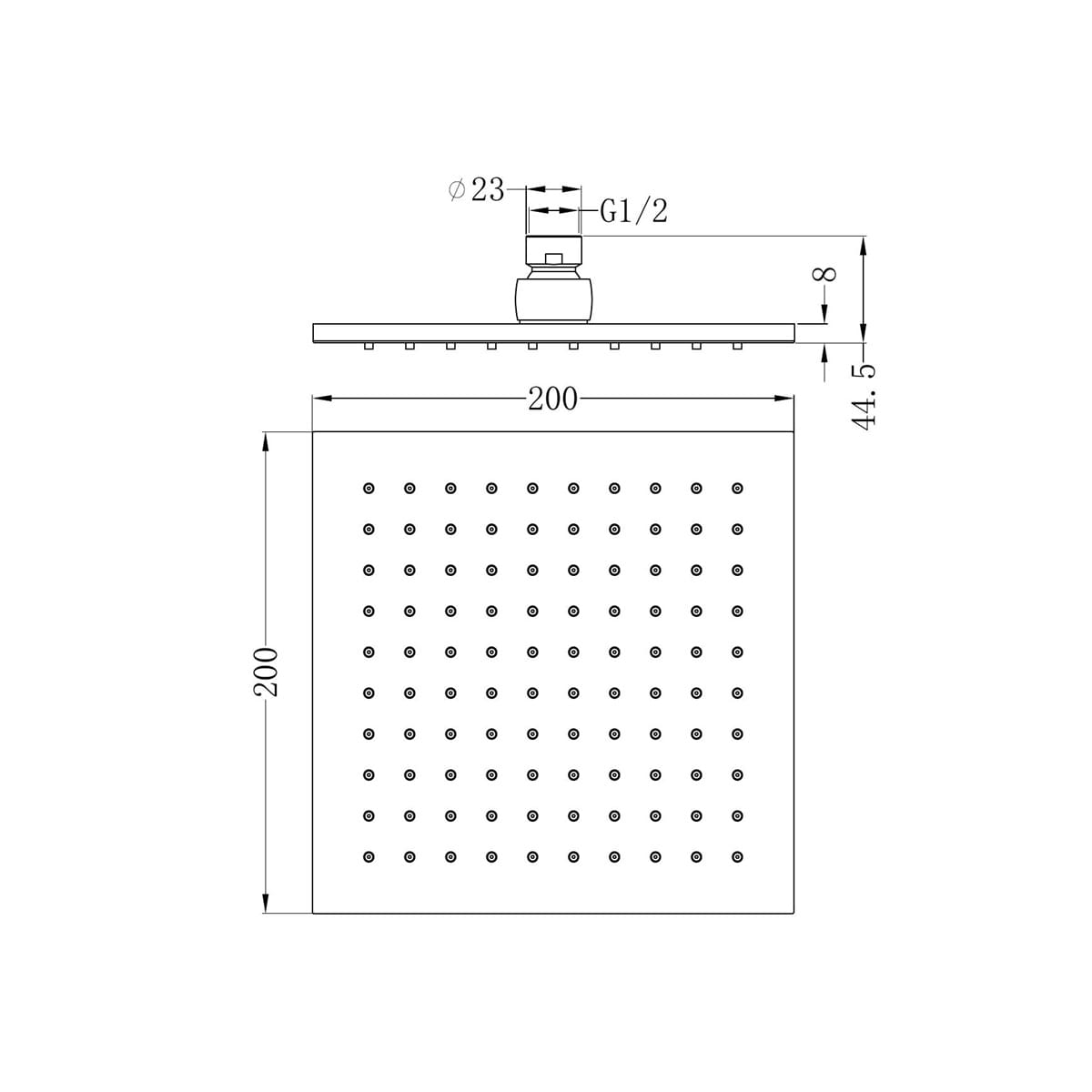 200MM Square Shower Head - Reno Spares
