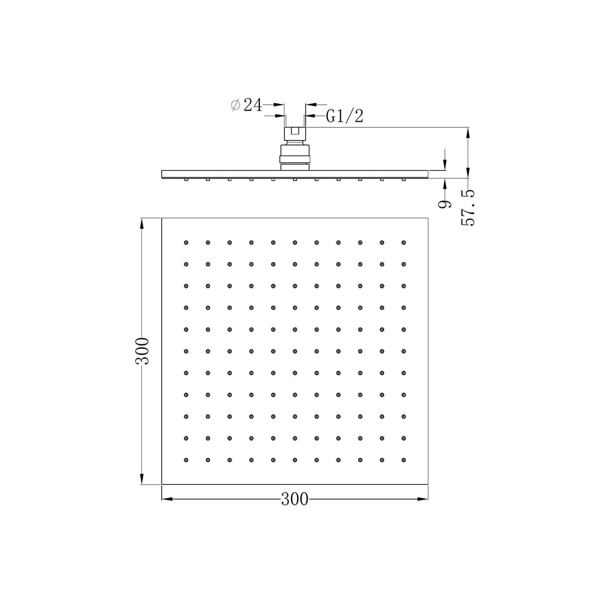 300MM Square Shower Head - Reno Spares