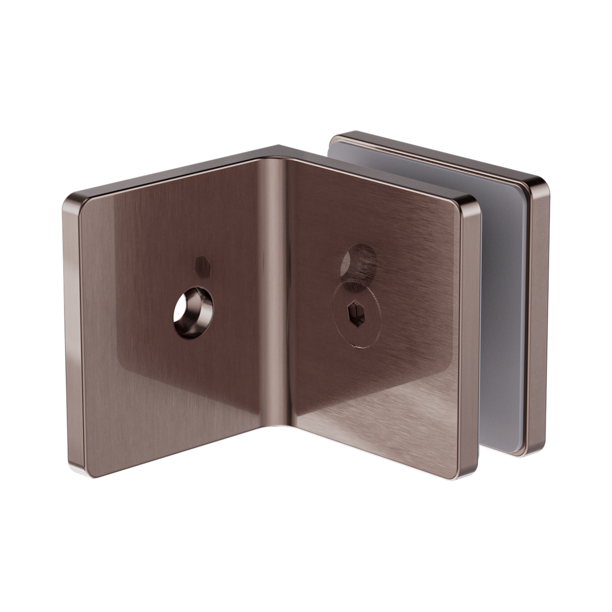 90 Degree Glass To Wall Bracket 10mm Glass Brushed Bronze
