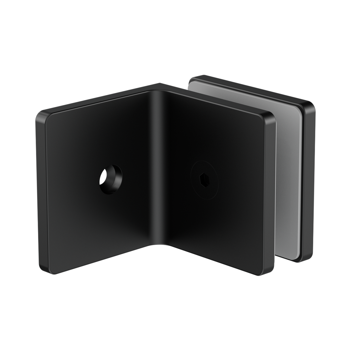 90 Degree Glass To Wall Bracket 10mm Glass Matte Black