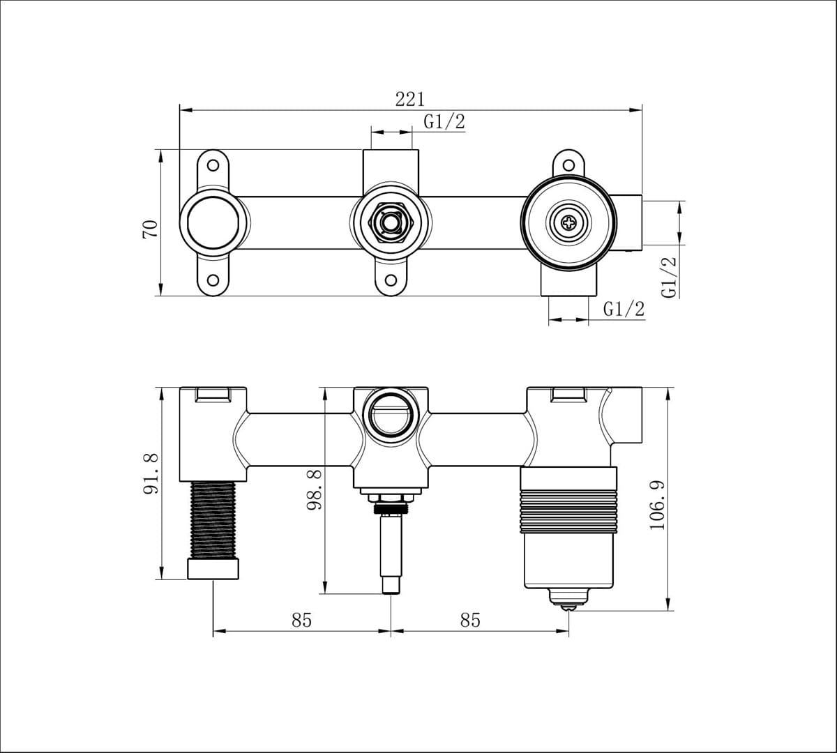 Premium 35MM Universal Shower System Body Only - Reno Spares