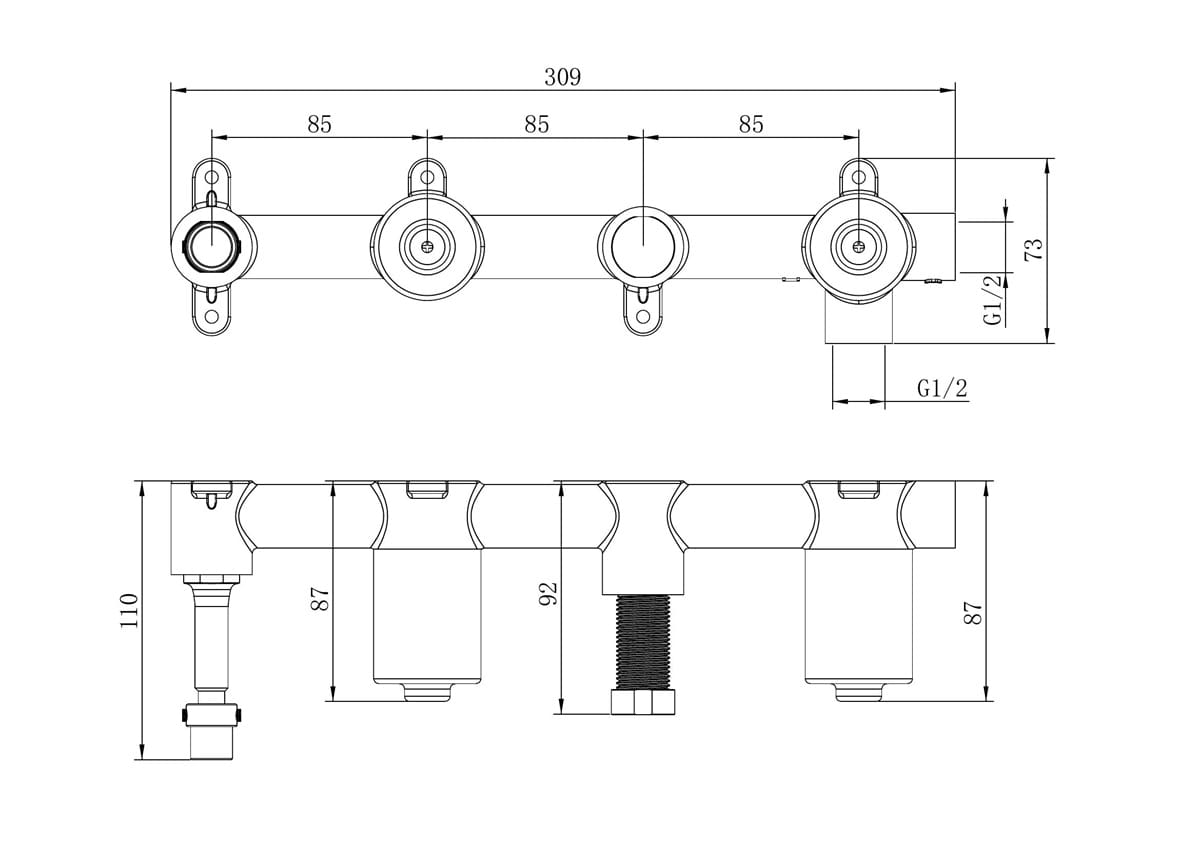 Premium Universal Progressive Shower System With Spout Body Only - Reno Spares