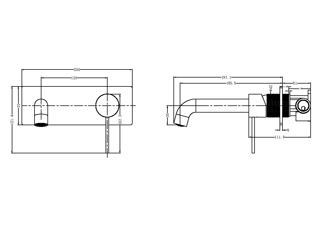 Nero Opal Wall Basin/Bath Mixer