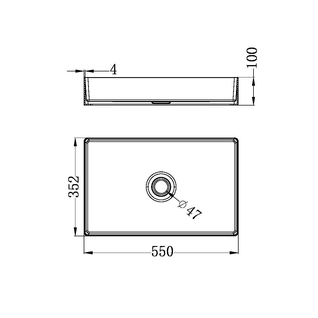 Nero Opal Steel Basin Rectangular Graphite NRB3555GR