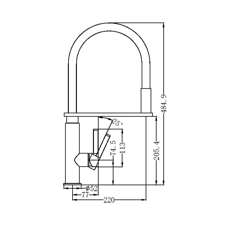 Nero Rit Sink Mixer with Pull Down Spray, / NR221707CH