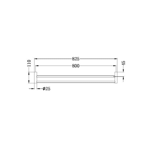 Nero New Mecca 800mm Double Towel Rail