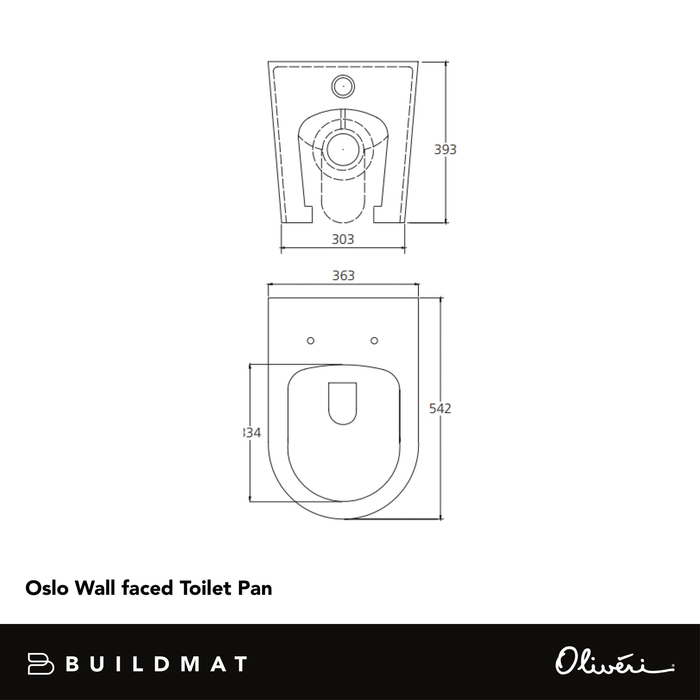 Oliveri Oslo Wall Faced Toilet Pan Only White