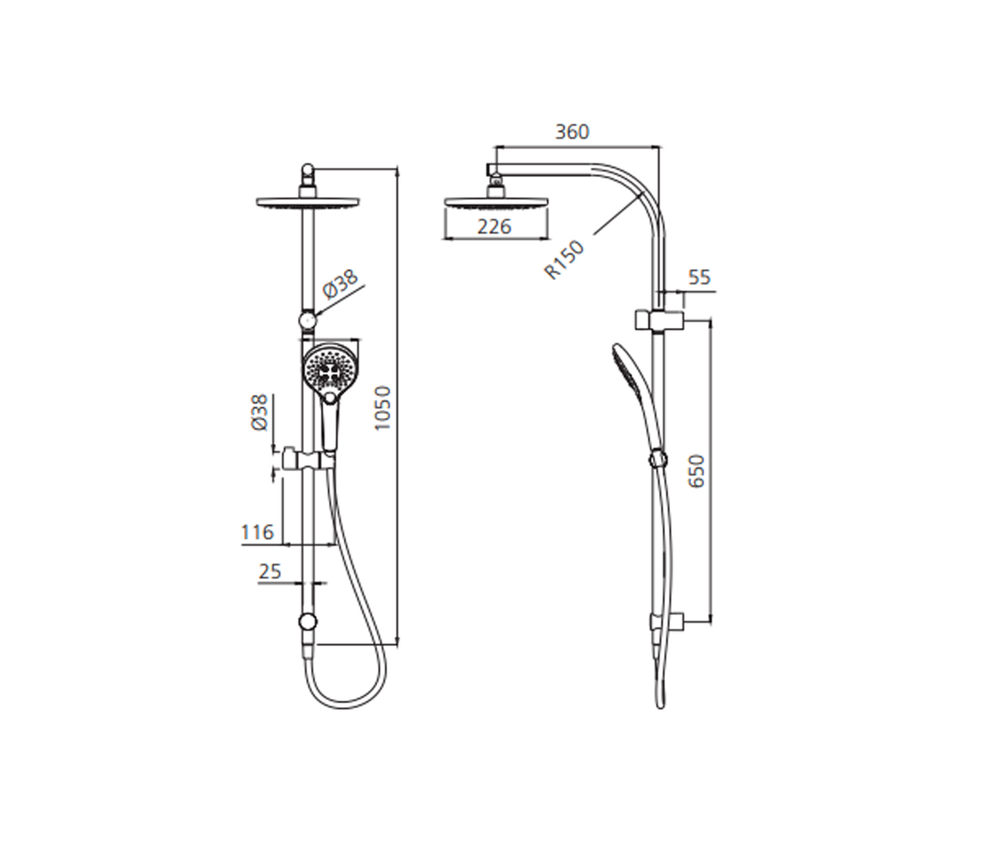 Oliveri Rome Dual Shower Set