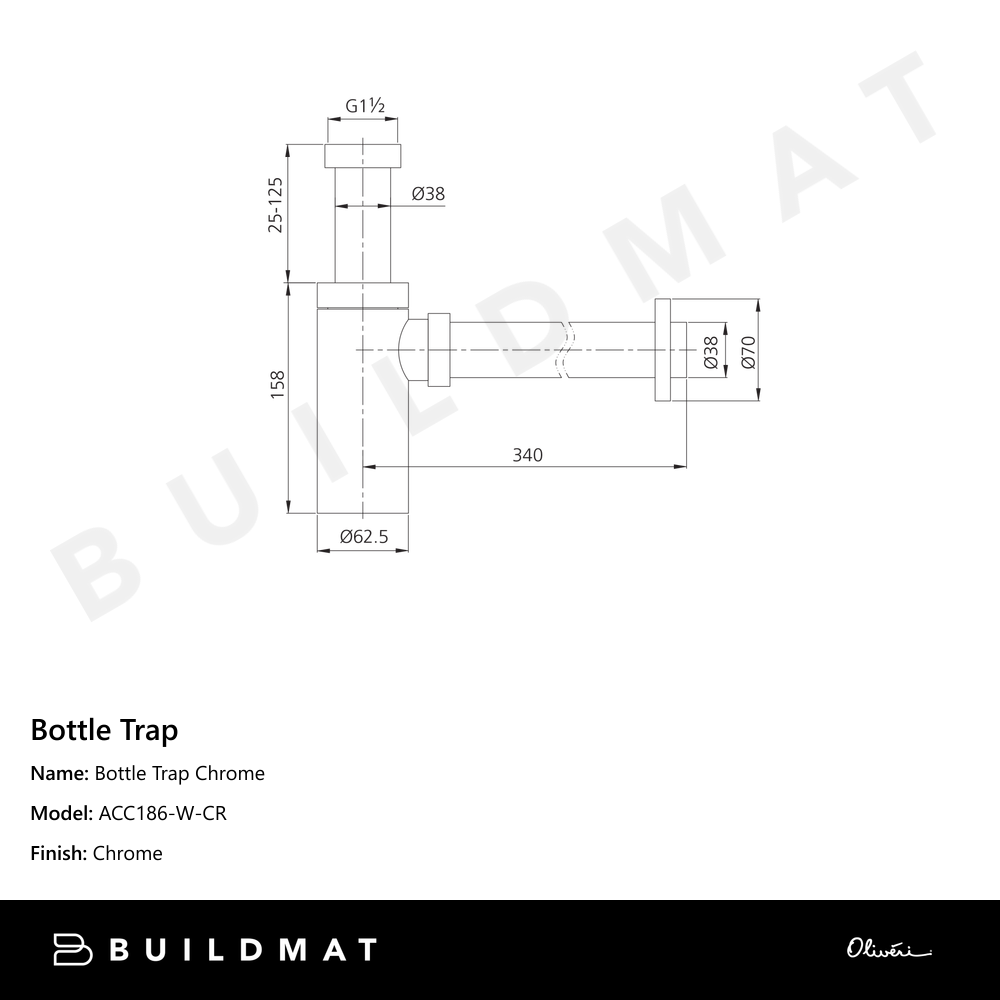 Oliveri Bottle Trap Chrome