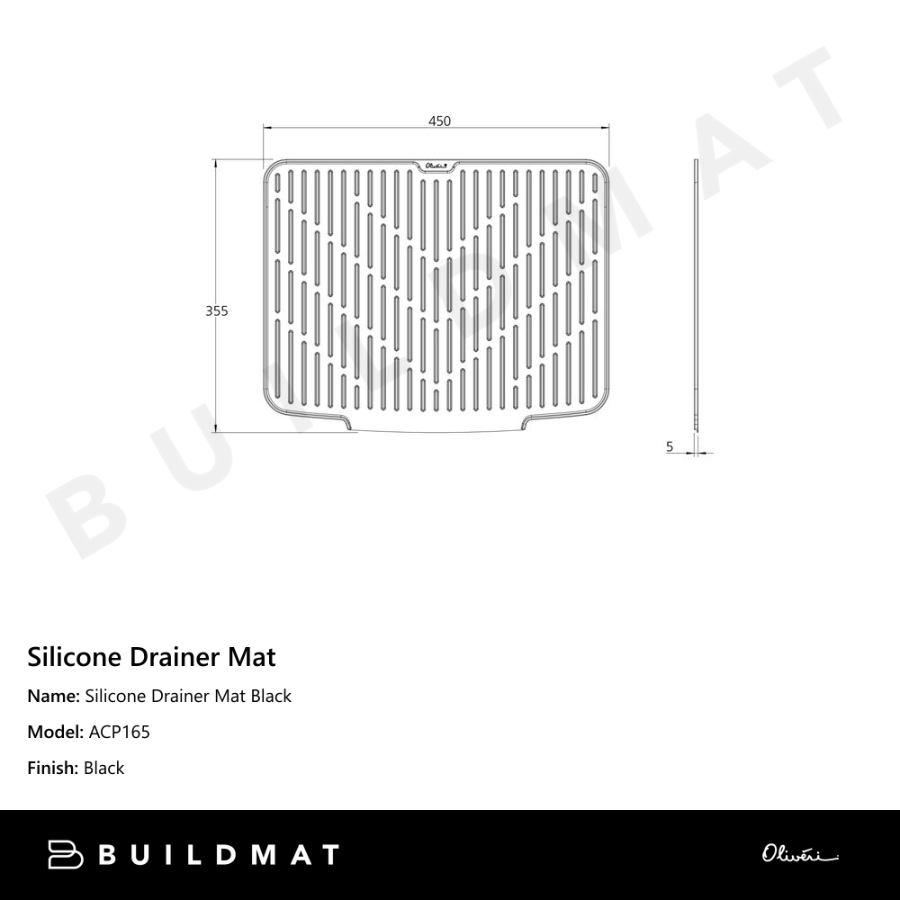 Oliveri Silicone Drainer Mat Black