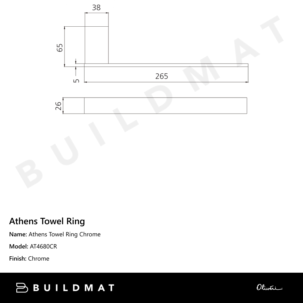 Oliveri Athens Towel Ring Chrome