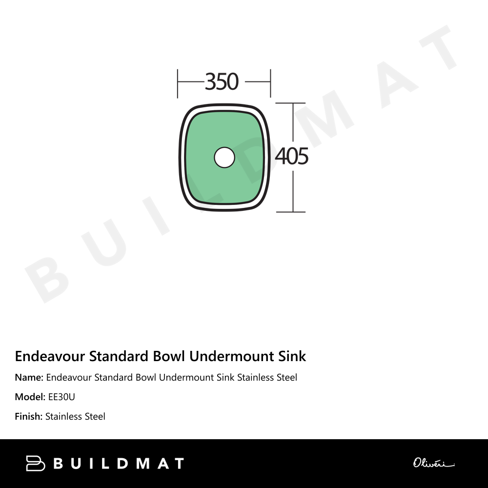 Oliveri Endeavour Standard Bowl Undermount Sink Stainless Steel