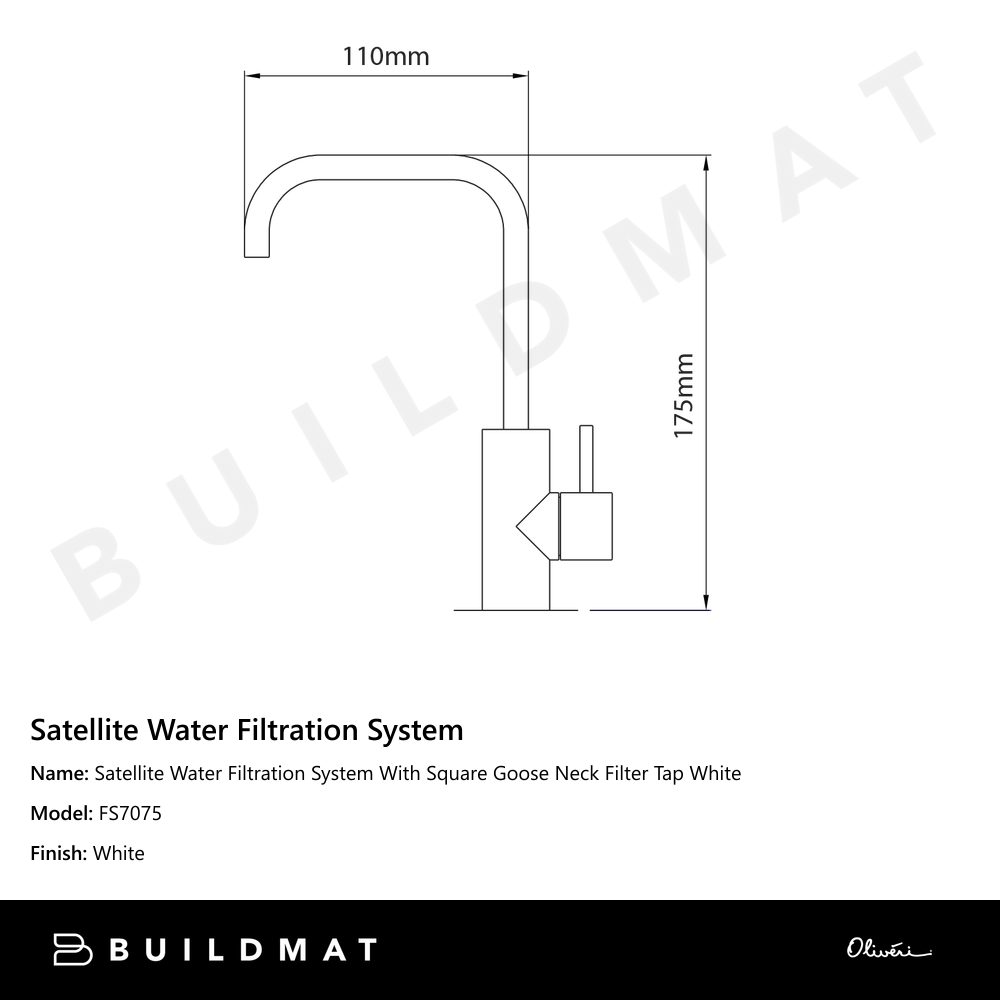 Oliveri Satellite Water Filtration System With Square Goose Neck Filter Tap White