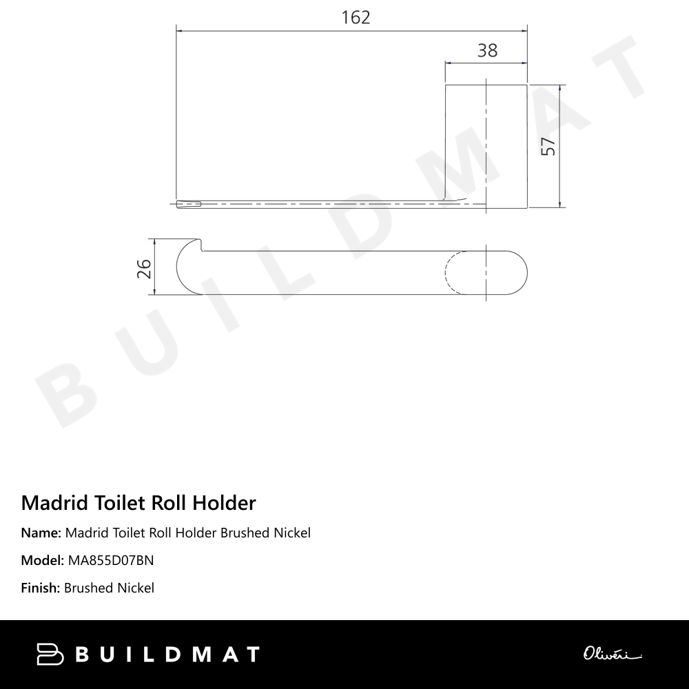 Oliveri Madrid Toilet Roll Holder Brushed Nickel