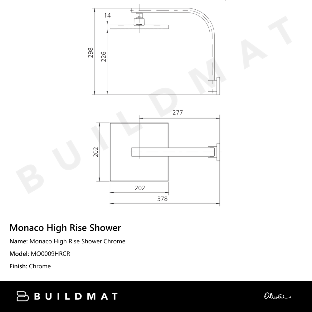 Oliveri Monaco High Rise Shower Chrome