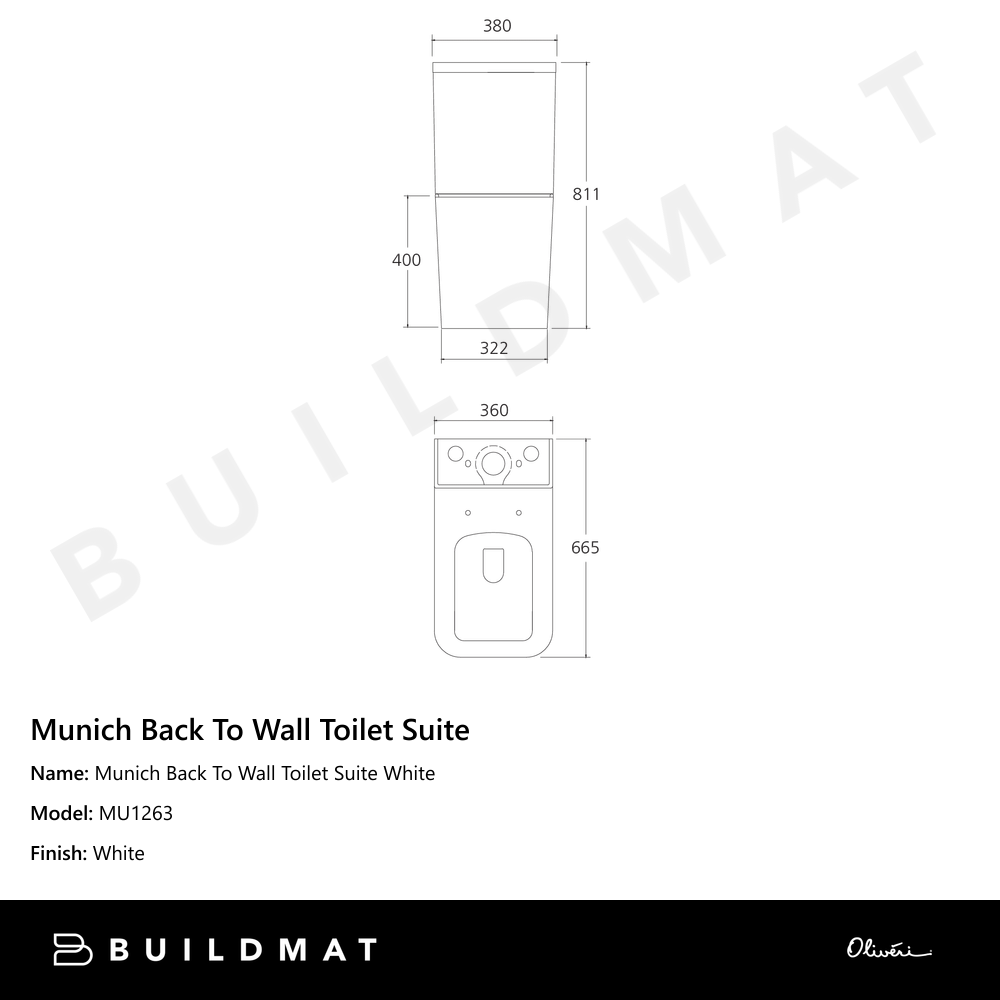 Oliveri Munich Back To Wall Toilet Suite White