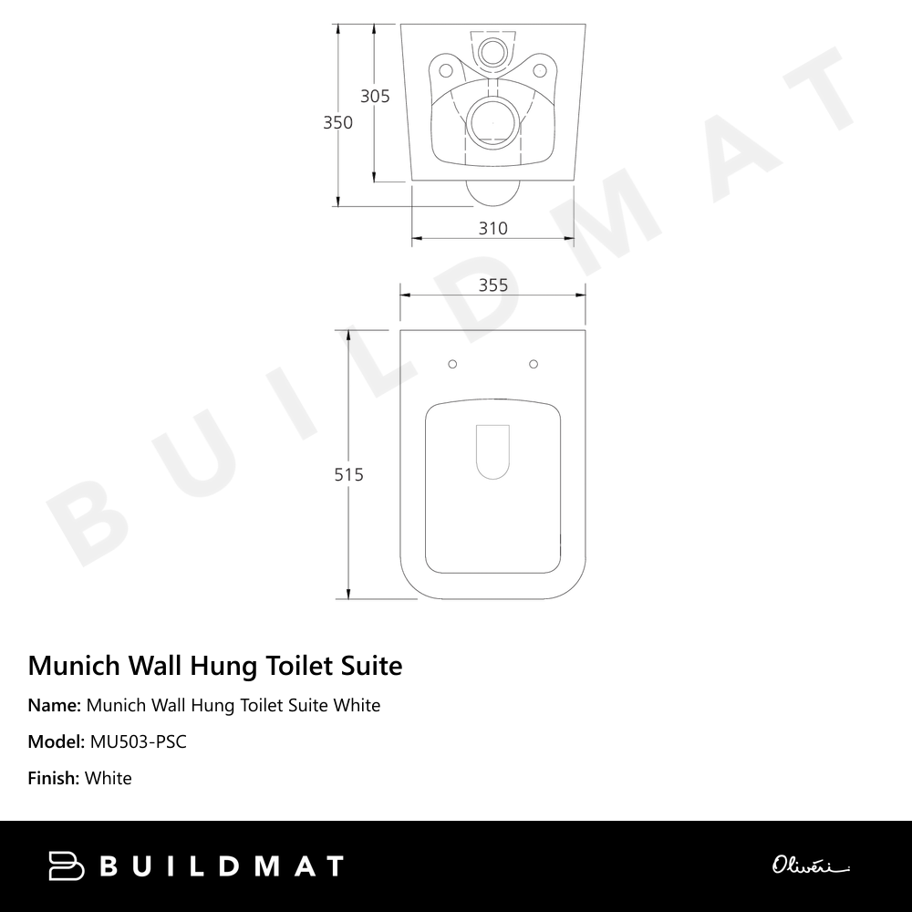 Oliveri Munich Wall Hung Toilet Suite White