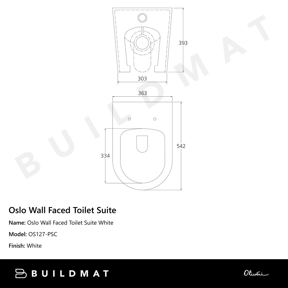 Oliveri Oslo Wall Faced Toilet Suite White