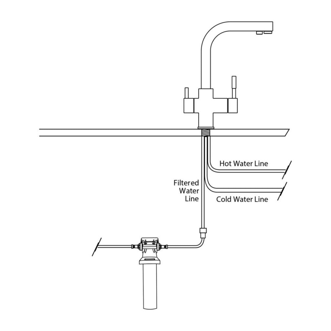 Oliveri Essentials Round Gooseneck 3 Way Filter Tap + FS7005 Filter
