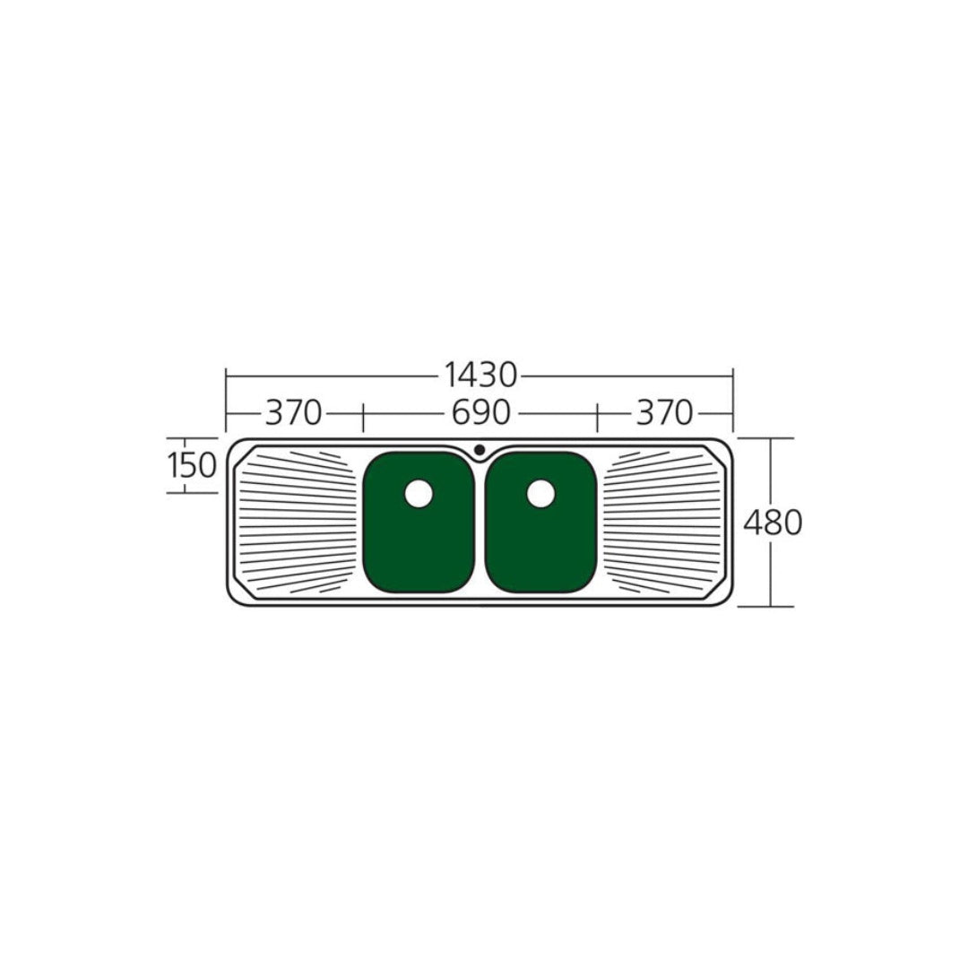 Oliveri Petite Double Bowl Sink & Double Drainer PE353