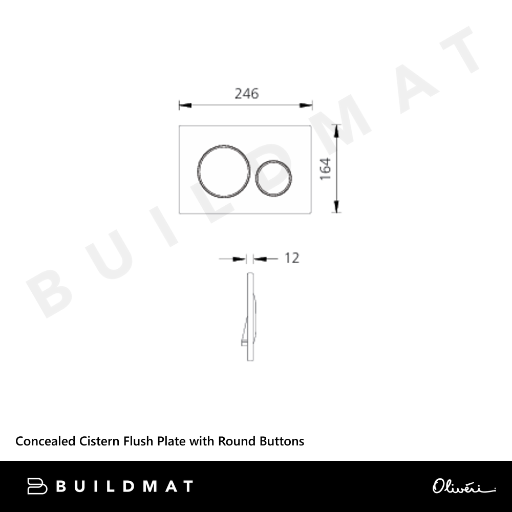 Oliveri Concealed Cistern Flush Plate with Round Buttons Chrome